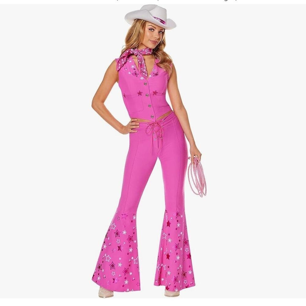 Halloween Barbie the Movie Adult Barbie Costume Western Cowgirl‎ Size L